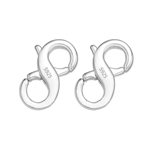 Double Opening Lobster Clasps Closure, 2 Pcs Necklace Bracelet Extender Clasps and Closures S925 Sterling Silver Neckalce Connector Clasps for Bracelet Anklet DIY Jewelry Finding Supplies (Silver) - color: Silver, size: 5.7*11.7mm