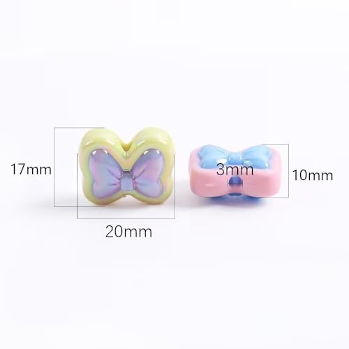 125pcs Acrylic Beads Colorful Bow Beads Rainbow Bow Beads for Jewelry Making Handmade DIY Bracelet, Charms Keychain Craft Supplies (Rainbow Bow) - color: rainbow bow