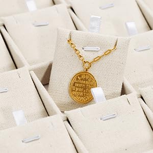 24 Grids Linen Necklace Tray Jewelry Display Tray Necklace Holder Organizer for Drawers With Removable Jewelery Cards Pendant Bracelet Storage (White) - size: 24 Grid With Insert