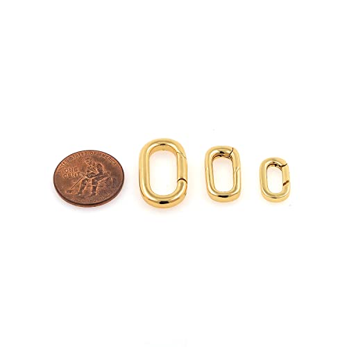 18K Gold Filled Oval Clasp Spring Claps Connector Carabiner Keychain for DIY Jewelry Finding Necklace Bracelet (Gold(9.5x19x3mm)) - color: Gold(9.5x19x3mm)