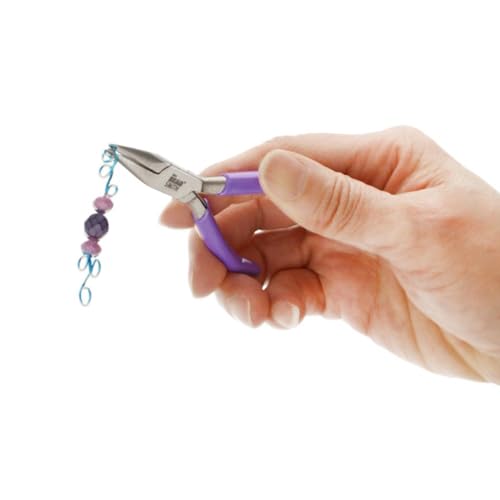 The Beadsmith Mini Series Plier Set – 3-Piece Kit: Chain Nose, Round Nose & Flat Nose – 3-Inches, Purple Comfort Grip Handle, Single Leaf Spring, Polished Steel Head – Tools for Jewelry Making - style: 3 Piece