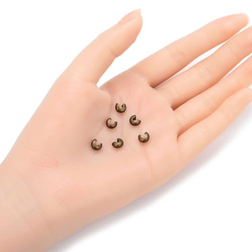 400pcs Crimp Bead Knot Cover End Caps 5mm (0.2 Inch) Crimp Cover Antique Bronze Plated Copper Brass for DIY Craft Jewelry Making CF118-5 - color: Antique Bronze, size: 5mm (0.2 inch) - 400pcs