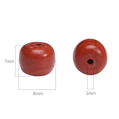 BEADIA Natural Redstone Flat Cut Round Drum Stone 8mmx7mm Loose Semi Gemstone Beads for Jewelry Making 38cm - color: Redstone