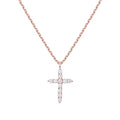 PAVOI 14K Gold Plated Cubic Zirconia Cross Necklace for Women | Cross Faith Pendant Necklaces - color: Rose Gold