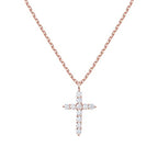 PAVOI 14K Gold Plated Cubic Zirconia Cross Necklace for Women | Cross Faith Pendant Necklaces - color: Rose Gold