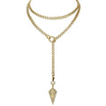18K Gold Plated Knight's Shield Slip Chain for Women - color: 18KGold-Plated, size: 39''