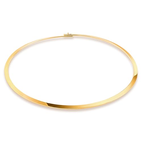 Aobei Pearl 18K Gold Plated Cuff Choker Necklace for Women Chunky Wire Chain Collar Jewelry - style: Buckle Cuff Choker