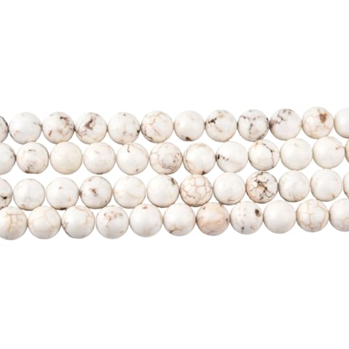 10mm Natural White Turquoise Loose Beads for Jewelry Making Round Semi Precious Gemstone 15 inch(38pcs/Strand) - color: White Turquoise, size: 10mm