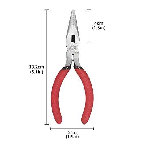 Needle Nose Pliers, 5 Inch, Needles Noses Pliers Set, 10 Pack, Small Needle Nose Plier, Long Nose Plier with Side Cutter, Spring Loaded Jewelry Needle Nose Pliers for Cutting and Bending Wire - color: 10 Pcs