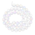 uxcell Matte Crystal Glass Beads 8mm Synthetic Frosted Shining Semi-Precious Round Loose Beads Synthetic Moonstone for Jewelry Making DIY Bracelet, White - color: White, size: 8mm