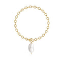 CHESKY 14K Gold Plated Chunky Necklace for Women, Trendy Paperclip Chain Necklace Thick Cross Heart Pendant Necklace Layered Herringbone Cuban Link Chain Toggle Necklaces Non Tarnish Jewelry - color: gold, style: pearl pendant