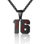 AIAINAGI Baseball Number Necklace - Stainless Steel Chain Pendant for Men Athletes 00-99 Jersey Number Gift - color: Black, style: 16
