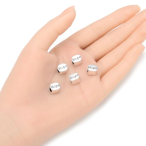 20pcs Hope Bead Large Hole Loose Beads (4.5mm Hole) Antique Silver Metal Spacer for DIY Craft Jewelry Making MEC-C3 - size: Hope Bead