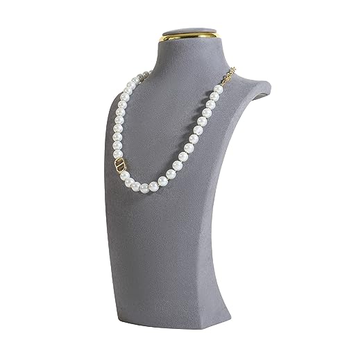 GemeShou Grey necklace display stands for selling, Velvet necklace storage organizer, Necklace mannequin jewelry bust holder for boutique store【Grey-Medium height 10.2 inch】 - color: Grey, size: Medium