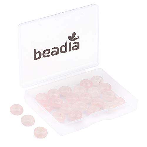 BEADIA Natural Rose Quartz Crystal Rondelle Stone with Large Hole (4mm) Loose Semi Gemstone Beads for Jewelry Making 10mmx4mm 24pcs - color: Rose Quartz, size: 10mm x 4mm