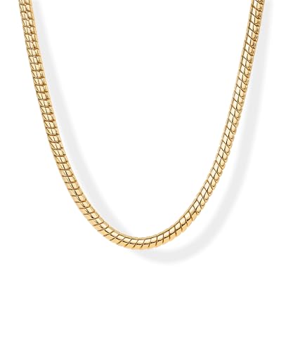 PAVOI 14K Gold Plated Chunky Chain Choker Necklaces for Women | Gold Statement Graduated Link Chain Necklace | Bold Oval Link Barbell Links Paperclip Chains - style: Snake - 5MM