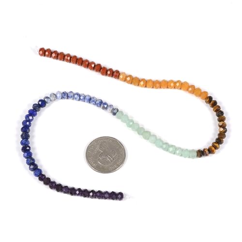 7 Chakra Gemstone 6mm Gemstone Faceted Rondelle Loose Beads DIY Jewelry Making Beads 16 Inch - color: 7 Chakra Gemstone