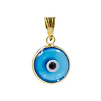 MIZZE Made for Luck Gold Plated 925 Sterling Silver 10 MM Round Glass Evil Eye Charm Pendant - 7 Colors to Choose from - color: Transparent Light Blue