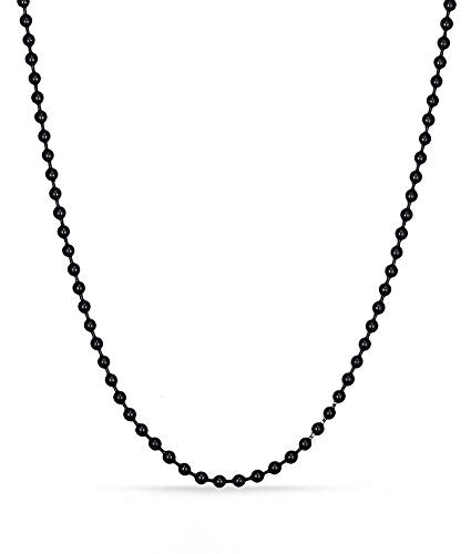 Titanium Stainless Steel Small Beads Ball Chain Necklace for Men Women 24-38 Inches Silver Black Gold - color: Black, 3mm wide