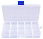 Lawei 15 Pack Plastic Jewelry Box - 15 Grid Organizer Storage Box with Adjustable Dividers Plastic Compartment Container for Bead Jewelry Craft Tackles