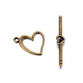 Adabele 20 Sets Heart Shape Toggle Clasp 14.5mm (0.57 Inch) T-Bar Closure Tarnish Resistant Antique Bronze for Necklace Bracelet Craft Jewelry Making MC-AF57 - size: 14.5mm Heart Shape Toggle