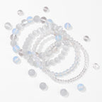 Vinswet 4pcs Beaded Bracelets for Women,Natural Healing Crystal Gemstones Bracelet,Anxiety Stress Relief Bracelet Handmade purple Jewelry Gifts for Women - color: Clear crystal&Opal&Cat Eyes