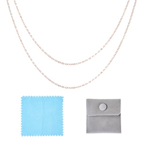 Elecrelive 925 Sterling Silver Cable Chain 3.28 Feet Rose Gold Unwelded Necklace Chains with Velvet Storage Bag for Men Women Jewelry Bracelet DIY Making - color: Rose Gold, 1.75mm