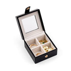 Small Leather Jewelry Box with Glass Top Mini Earring Display Case with 4 Grid for Selling Gift for Girls and Women (Black) - color: Black-A