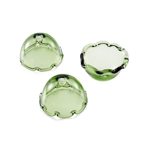 FASHEWELRY 10Pcs Flower Glass Beads Caps 21mm Green Wind Bell Beads 21mm Glass Fishing Beads Floral Jellyfish Beads for Wind Chimes Craft Jewelry Making - color: 21mm，Medium Sea Green
