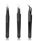 YHYZ High Precision Tweezers Set (3PCS), Anti-Static Stainless Steel Precise Tweezers (Fine, Curved, Flat), Perfect for Craft, Electronic, Soldering, Model, Hobby, Jewelry Making, Laboratory - style: 3pcs, Version 2