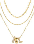 Layered Gold Necklaces for Women, 14K Gold Plated Dainty Cubic Zirconia Rondelle Initial Pendant Necklace, Chunky Stackable Mariner Chain Choker, Trendy Personalized Name Jewelry Gifts for Women - style: Letter L