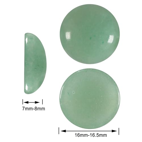 moonsix 10PCS Round Green Aventurine Cabochons Flatback CAB Gemstone Beads Crystal Flat Stone for DIY Craft Jewelry Making, 16mm - color: green, size: 16mm