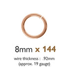 The Beadsmith Open Jump Rings – 8mm, Copper Plated, 19-Gauge Wire Thickness, 144 Pieces – Findings for Making Keychains, Charms, Chain Mail and Body Jewelry - color: Copper, size: 8mm - 18 Gauge