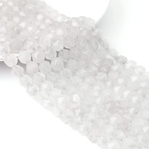 BEADIA Faceted Natural White Agate Stone Round Beads 8mm 36cm/Strand for Jewelry Making - color: White Agate, size: 8mm