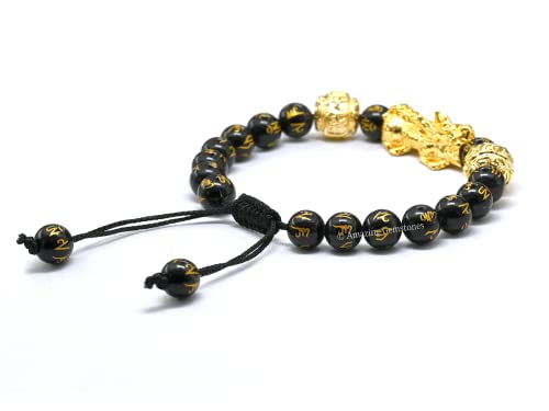 Amazing Gemstone Black Obsidian Pixiu Bracelet for Women Men's Gifts - Protection Healing Crystal Bracelet - 8mm Gemstone Beaded Adjustable Bracelet Pulseras Para Hombres Mujer Stocking Stuffers - color: Black Obsidian (Pixiu)