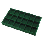 Velvet Jewelry Organizer Trays Dark Green Stackable Jewelry Storage Display Tray with Removable Dividers, 18 Grids - color: Dark Green
