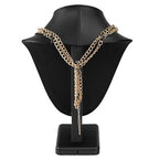 MOOCA 2 Pcs Deluxe Faux Leather Necklace Chain Jewelry Display Holder, Jewelry Stand, Necklaces Display Mannequin Bust Stand, 11”H, Black Faux Leather - color: 3) Black Faux Leather, 2 Pieces