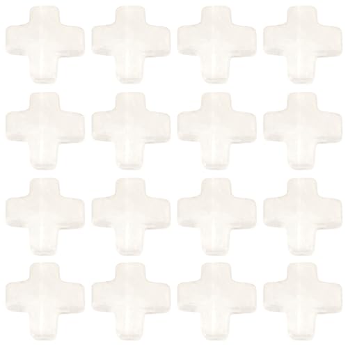 SUNNYCLUE 1 Box 36pcs Stone Cross Beads Small Cross Beads Quartz Crystal Easter Rosary Natural Gemstone Mini Clear Crucifix Crosses Spacer Bead Bulk for Jewelry Making Women DIY Craft Accessories - color: Clear