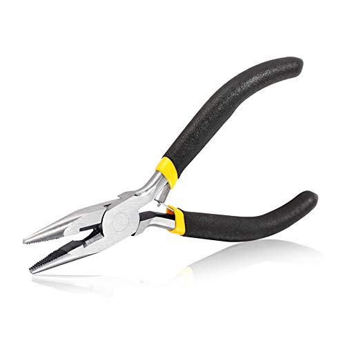SPEEDWOX 5 Inches Long Nose Pliers Chain Nose Pliers Mini Wire Cutter for Hard to Reach Confined Areas Serrated Jaws for Jewelry Repairing Making Beading Hobby Tools - size: Serrated Jaw with Cutter