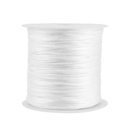 0.8mm 110Yards Nylon String Cord Braided Beading Thread for DIY Crafts Friendship Bracelets Pendant Chinese Lucky Knotting Macrame Necklaces,Jewelry Making (White) - color: White, size: 0.8MM