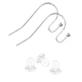 Earring Hooks Silver Plated Hypoallergenic Ear Wires for DIY Jewelry Findings （200PCS Earring Hooks+200 PCS Earring Backs） - color: A-Silver