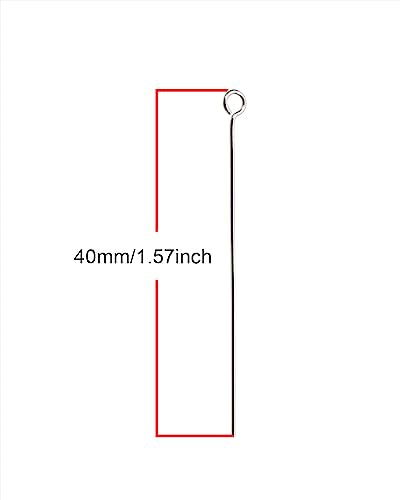 Shapenty 200PCS Mini Metal Wire Eyepins Beading Small Open Eye Head Pins Needles Bulk for DIY Craft Bead Earring Pendant Necklace Bracelet Jewelry Charm Finding Making (40mm/1.57Inch, Silver) - color: Silver, size: 40 mm