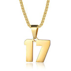 Number Necklaces Personalized Necklaces 18K Gold Plated Initial Number Pendant Stainless Steel Chain Sports Necklaces for Men Women - color: Gold, style: 17