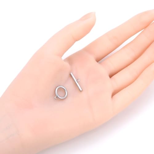 20pcs Adabele 304 Grade Surgical Stainless Steel 12mm (0.47 inch) Toggle Clasp Hypoallergenic OT Bar Closures Connector for Craft Jewelry Making SJF181-1 - size: Toggle clasp - 12mm