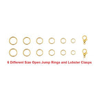 EuTengHao 1504Pcs Gold Open Jump Ring and Lobster Clasps Kit - Jewelry Making Repair Supplies with Pliers and Tweezers - color: Gold