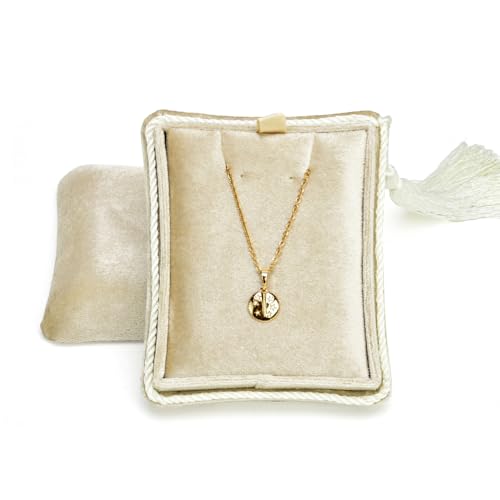 Necklace Boxes, Velvet Small Earring and Necklace Case for Women with Tassel, Empty Long Necklace Pendant Box for Her(Beige) - color: Beige
