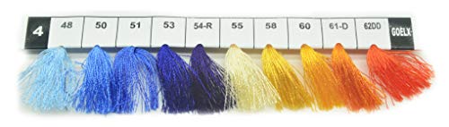 Goelx Silk Thread by Shade No for Jewelry, Tassel Making, Embroidery, Crafts, Shiny Soft Thread Spools - Blue - 54 R - color: Blue - 54 R