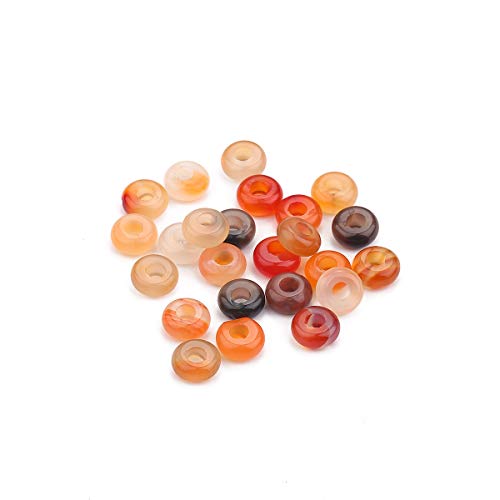 BEADIA Natural Red Agate Rondelle Stone with Large Hole (4mm) Loose Semi Gemstone Beads for Jewelry Making 10mmx4mm 24pcs - color: Red Agate, size: 10mm x 4mm