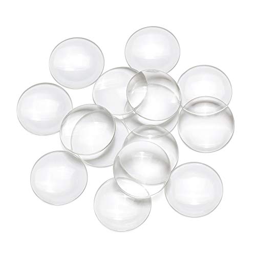 Craftdady 100Pcs 25mm Transparent Glass Cabochons 1 Inch Clear Glass Flat Back Dome Tile Half Round Cabochon Covers for Photo Pendant Jewelry Making - color: Transparent Clear, size: 25mm Round