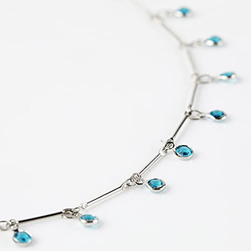 YOUBEIYEE Blue Glass Bead Chains for Jewelry Making, Dangle Crystal Silver Necklace Anklet DIY Chains Bulk with Open Jump Rings and Lobster Clasps - color: Blue Rhinestone
